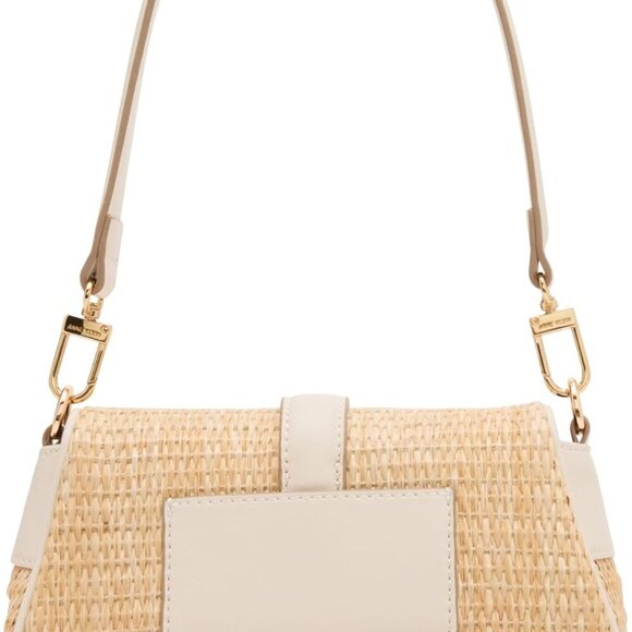 Stylish Black Flap Shoulder Bag with Straw Material - Elevate Your Everyday Look - Picture 2 of 5